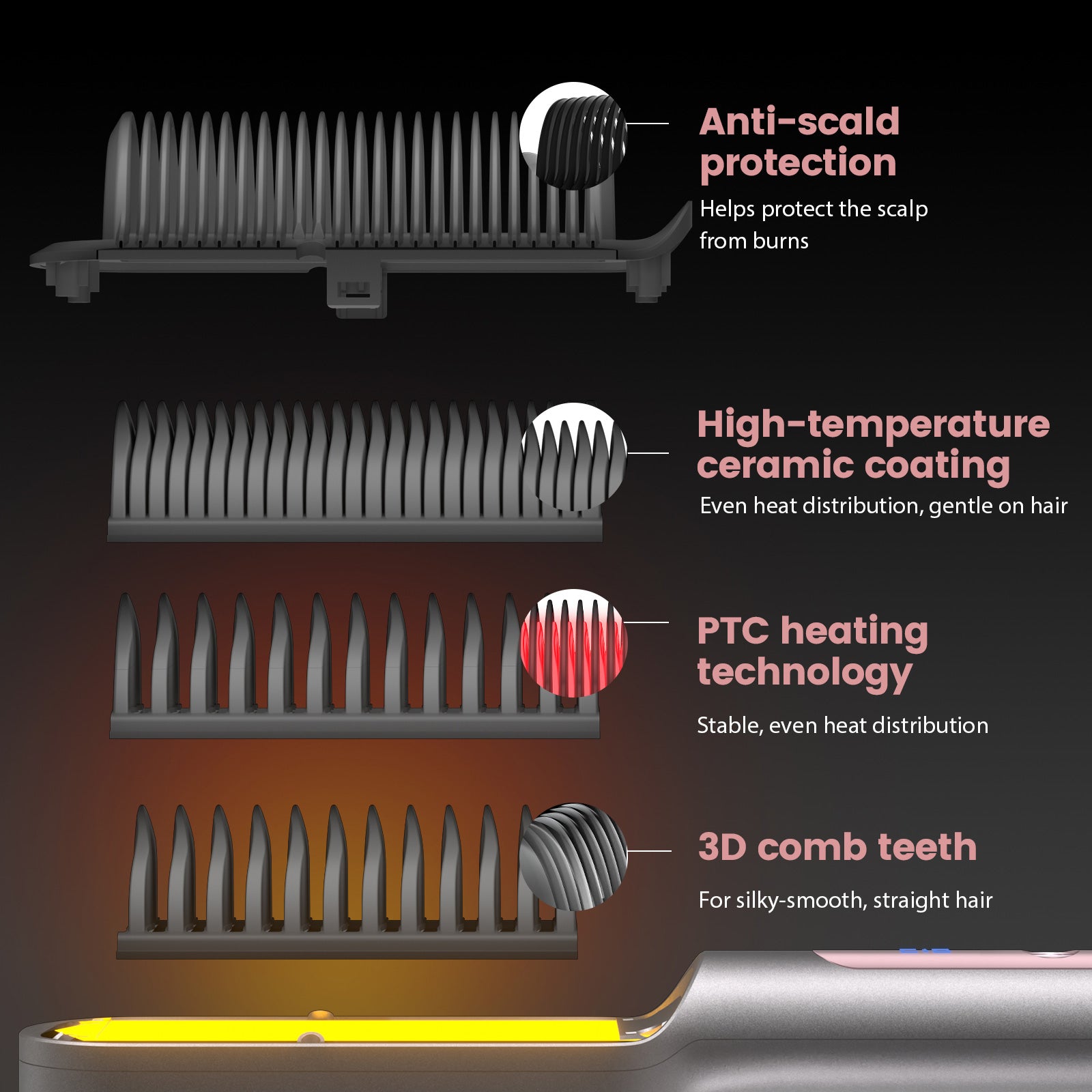 FIBOCA NOVA — 2-in-1 Straightening & Styling Comb