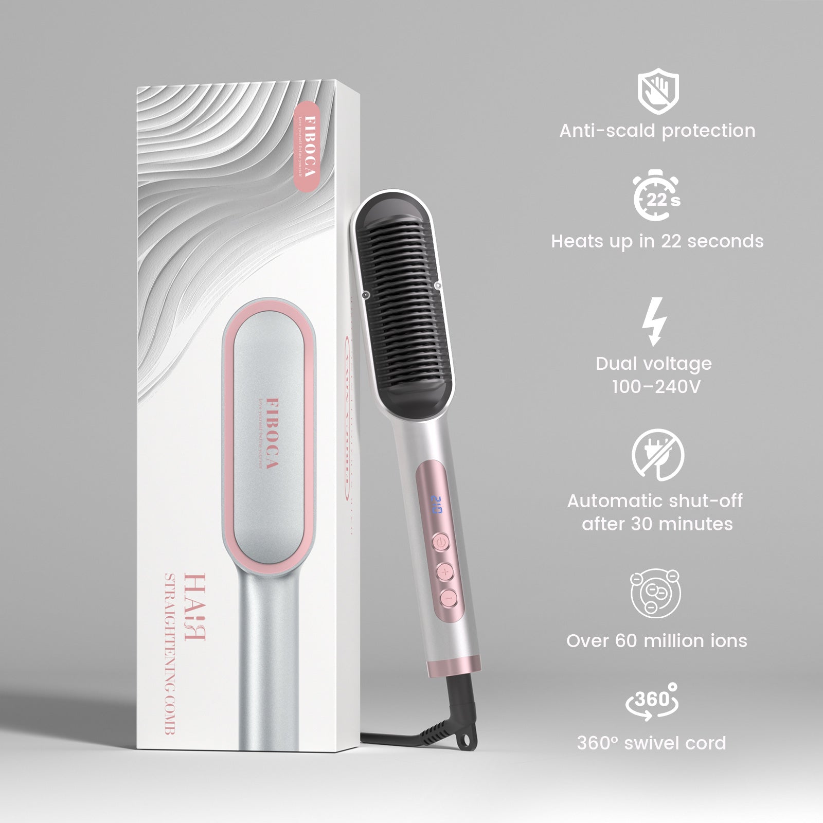 FIBOCA NOVA — 2-in-1 Straightening & Styling Comb